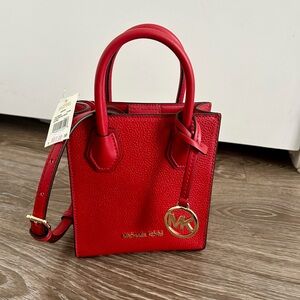 Mercer Extra-Small Pebbled Leather Crossbody Bag-color “Flame”